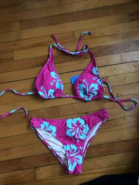Hot Pink & Turquoise Floral Bikini Set